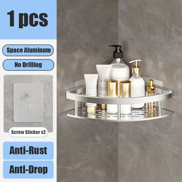 étagère murale aluminium noir contemporaine clips magnétiques rangement salle bain douche toilettes multifonctionnelle fixations
