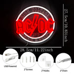 néon lumineux rock roll ac dc high voltage couleurs vives logo texte fixations