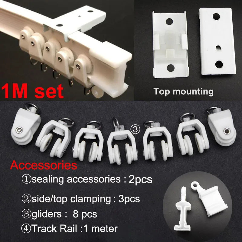 rideau glissière blanc moderne clips top clamping 1m 2m 3m