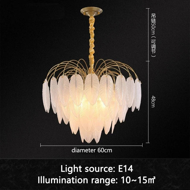 lampe suspendue moderne feuilles doré blanc translucide éclairage intérieur élégant semi encastrée