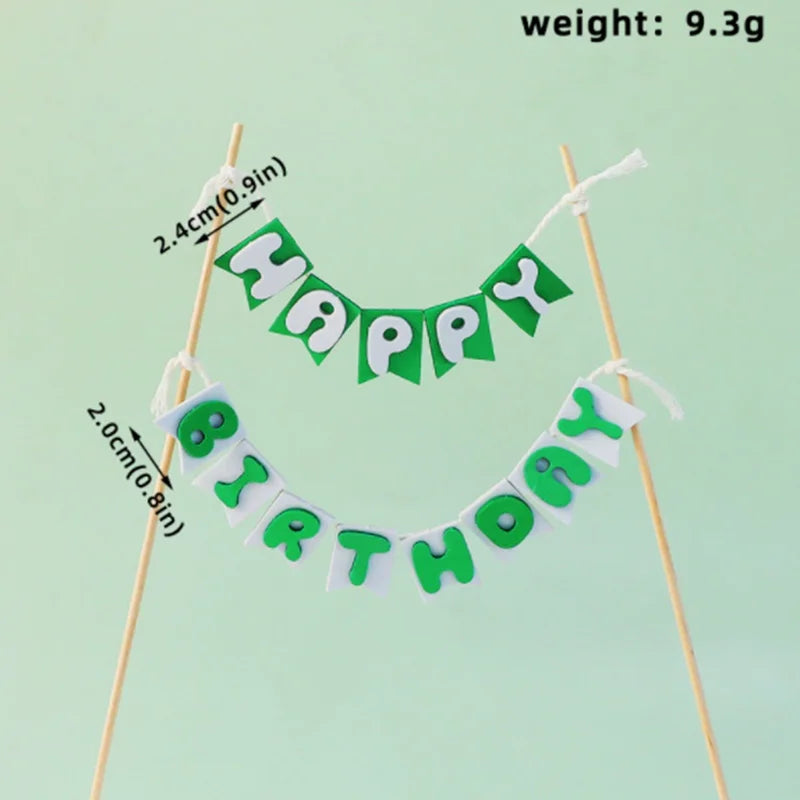 décoration gâteau anniversaire dinosaures feuilles tropicales volcan drapeaux enfants happy birthday plastique