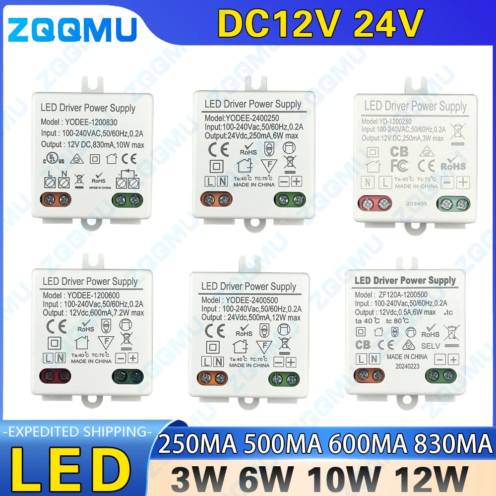 alimentation led 12v 24v 6w 10w 12w blanc moderne compact deux boutons deux bornes