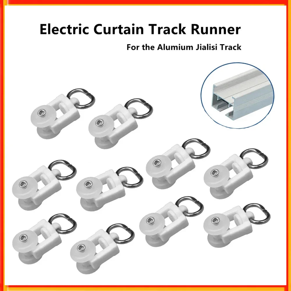rideaux électriques runners blancs rondelettes transparentes moderne anneaux métalliques