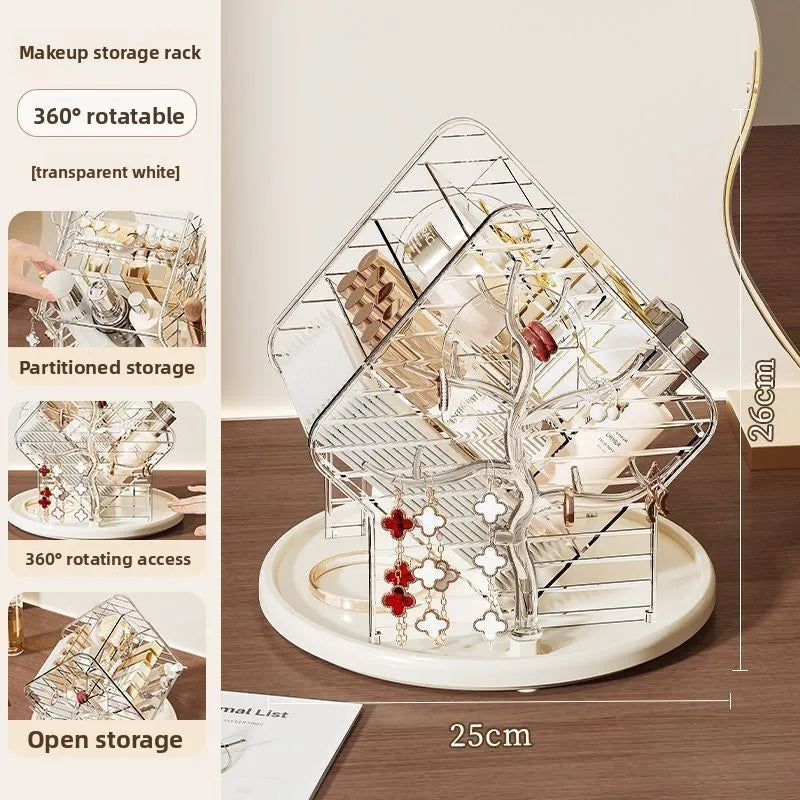 organisateur maquillage transparent moderne rangement bijoux 25cmx15cm lips concealer pinceaux rouges lèvres