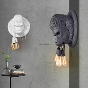 lampe murale tête singe noir blanc sculpture fourrure moderne décoration animaux chambre salon