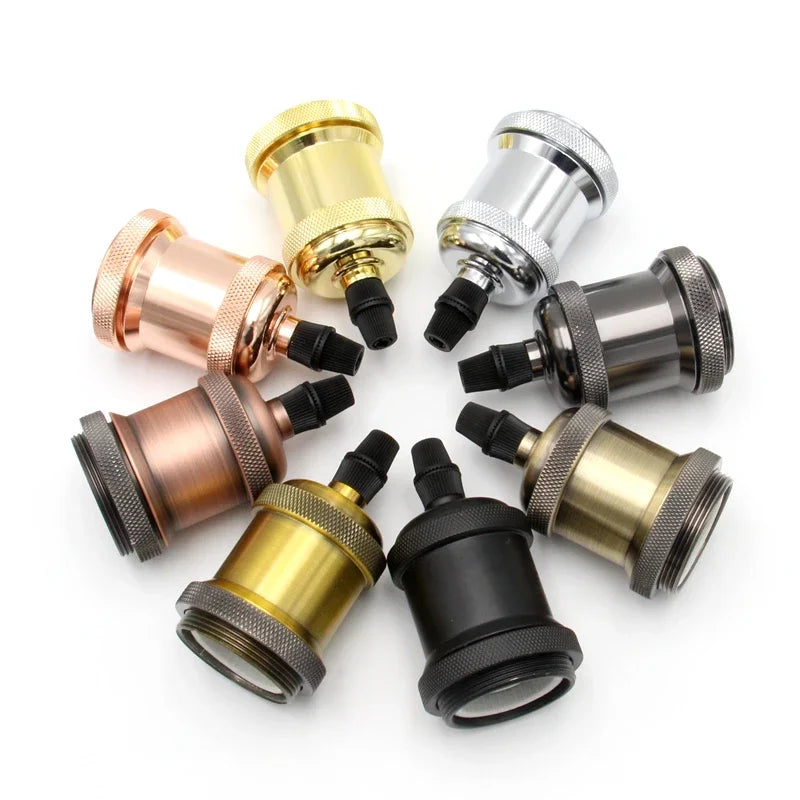 socquettes ampoule e26 e27 couleur noir doré cuivre argenté texture brossée vintage adhésif
