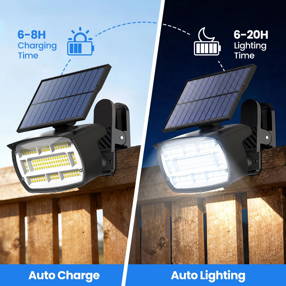 projecteur solaire clip led 136 ip65 mode contemporain jardin alléeextérieur