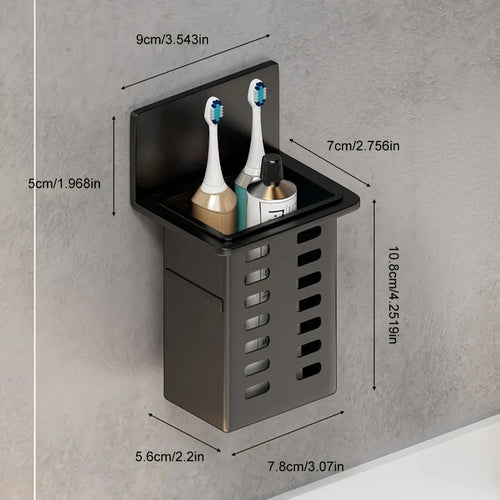 organisateur mural panier amovible noir rangement cuisine salle bain moderne minimaliste adhésif ustensiles