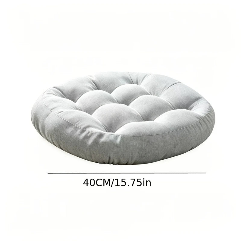 coussin sol rond velours méditation yoga confort moderne bleu marron jaune