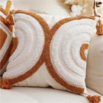 taies d'oreiller géométriques brodées modernes coton polyester blanc orange gris respectueux environnement opaques maison