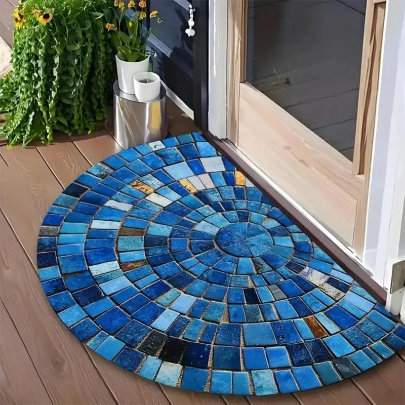 tapis d'entrée multicolore mosaïque antidérapant motif géométrique moderne classique