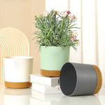 Pots fleurs modernes plastique vert pastel gris beige béton ciré drainage diversosité tailles