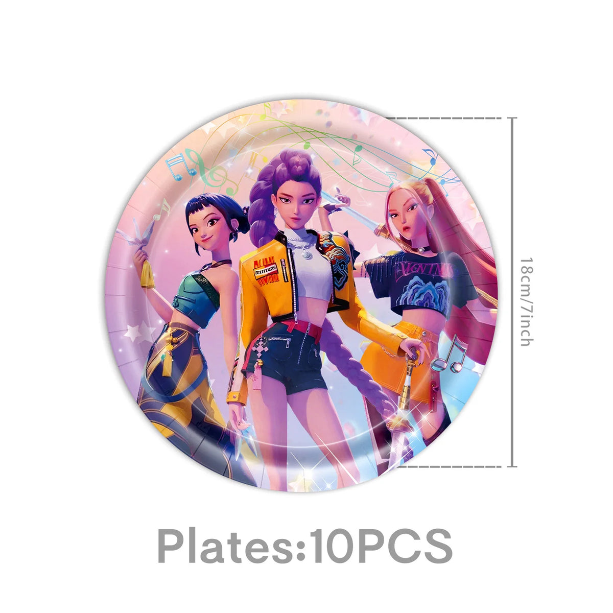 kit décoration anniversaire fille personnages dessin animé assiettes gobelets serviettes nappe guirlande rose violet
