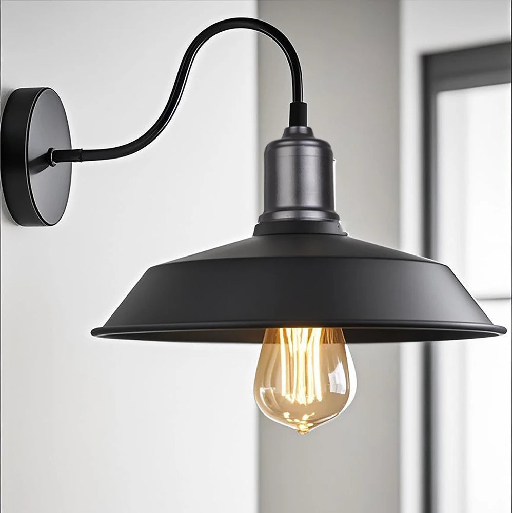 lampe murale industrielle noir mat filaire 90 260V ampoule LED 10m² entrée salle bain