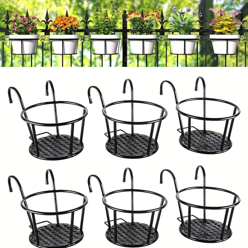 supports pots fleurs suspendus métal motif ajouré décoratifs balcon porcheextérieur