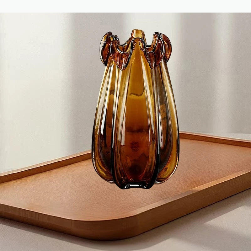 vase contemporain marron foncé organique sans transparence grande taille décoration intérieure
