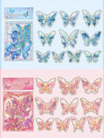 papillons décoratifs transparents rose bleu vert clips élégants bricolage auto collants artisanal
