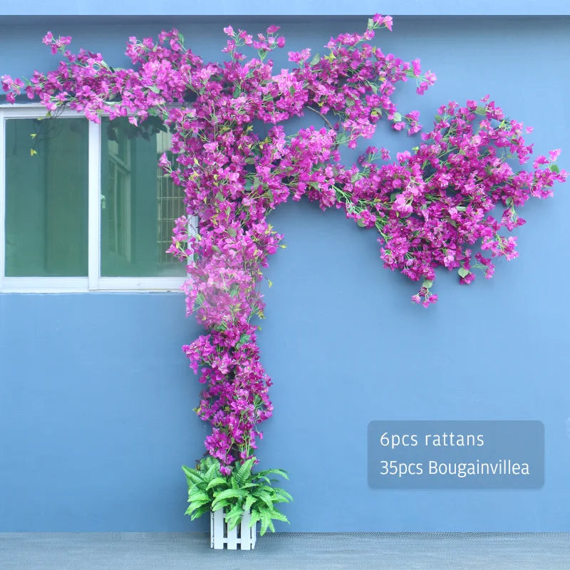 Guirlande fleurs artificielles bougainvilliers rose moderne extérieur décoration mariage anniversaire fêtes