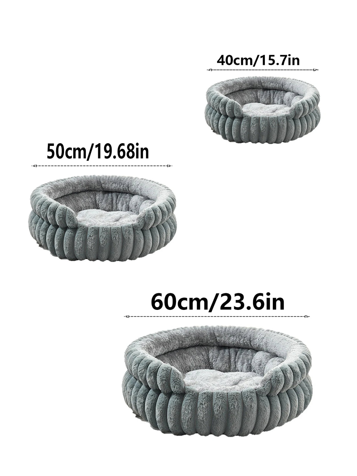 lit chien gris peluche moelleux moderne confortable coussin amovible douxintérieurDimensions40cm50cm60cm