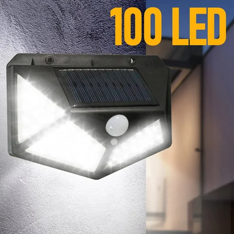 lampe solaire noire moderne capteur mouvement 100 led ip65 autonomeextérieur