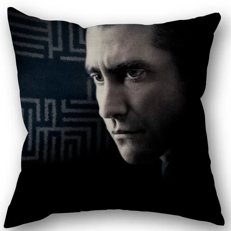 taies d'oreiller coton lin motif jake gyllenhaal moderne bleu marine imprimé décoration maison washable