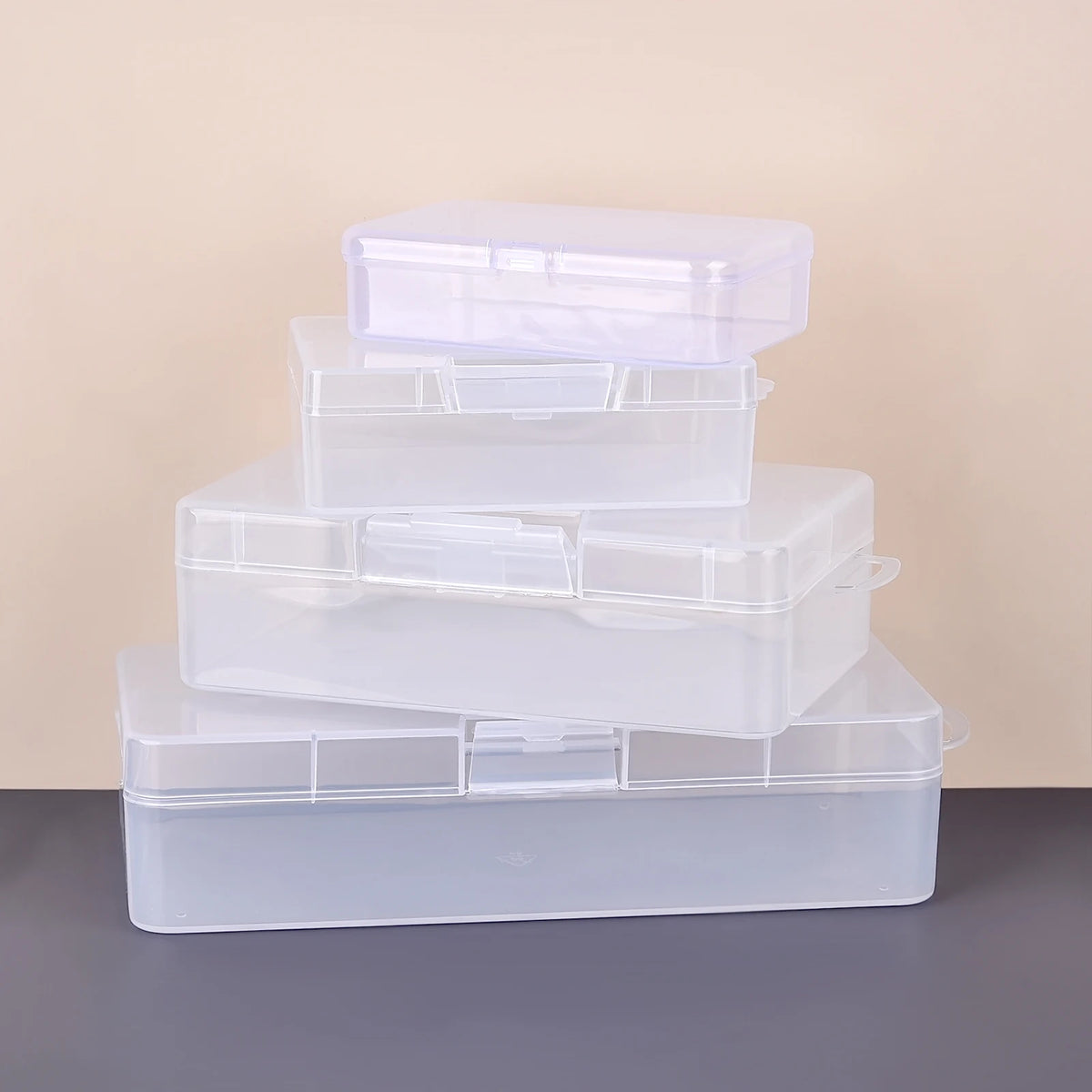 boîtes rangement transparentes multifonctionnelles poignées pratiques scies ciseaux bobines fil