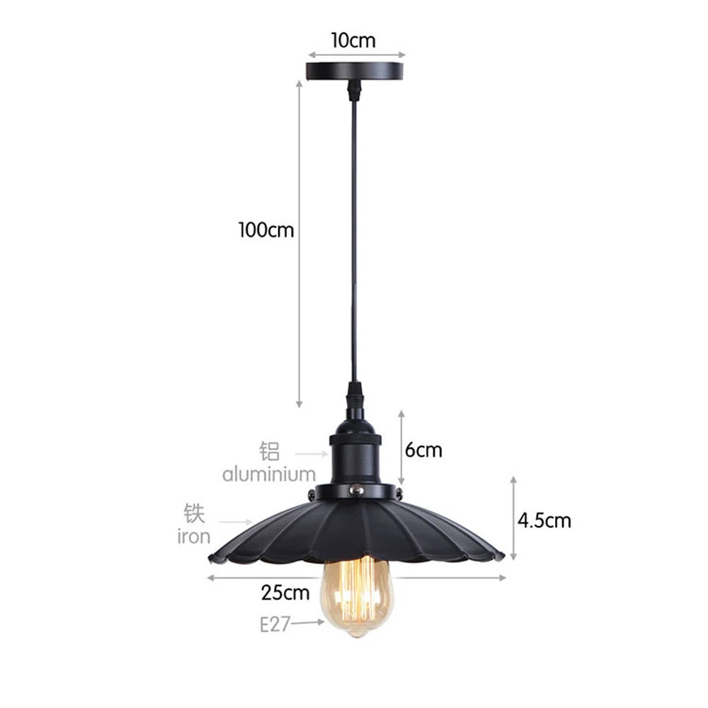 suspension industrielle vintage métal noir ampoule e27 salon chambre hallhôtel led echangée