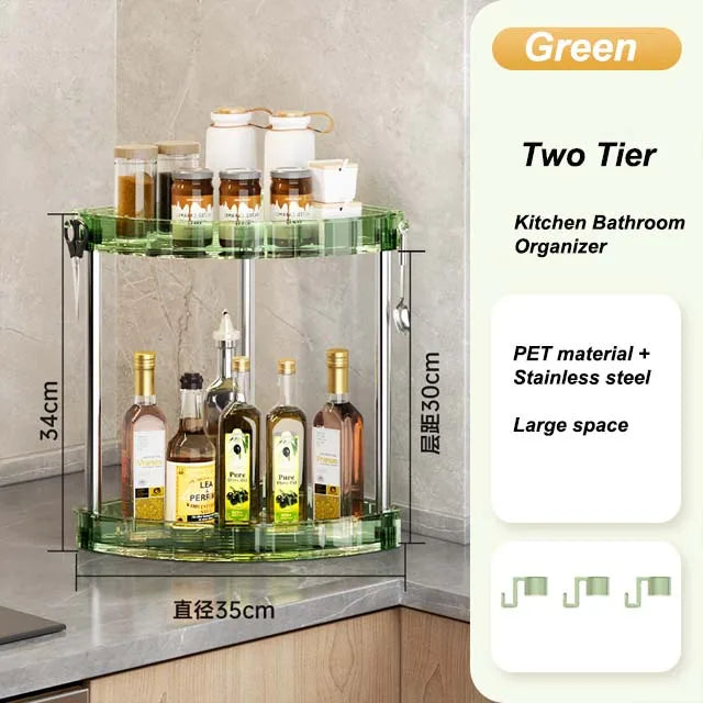étagère rangement moderne transparente rayures vertes clips bouteilles cosmétiques savon brosse dents minimaliste