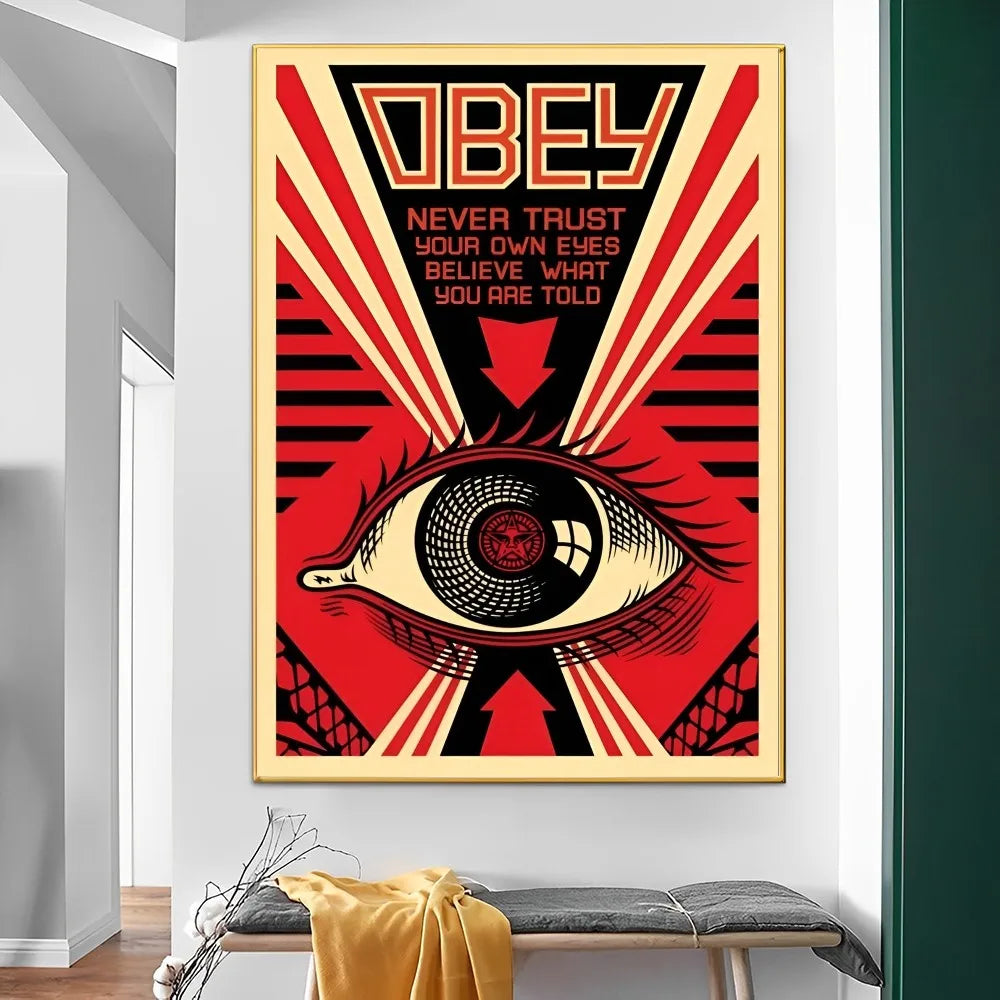 affiches pop art révolutionnaires géorges orwell 1984 graphiques abstrait oeil stylisé rouge noir beige