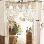 rideau macramé blanc crème motifs géométriques franges boho chic crochet métallique