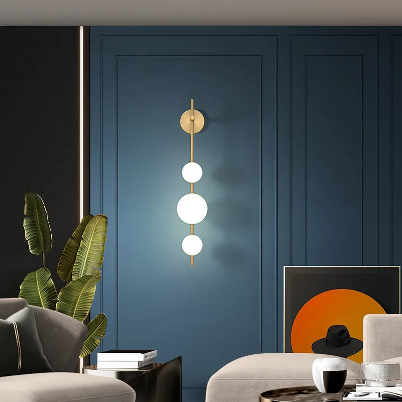 applique murale or sphères translucides éclairage chambre salon entrée moderne LED 65cm 85cm lumière