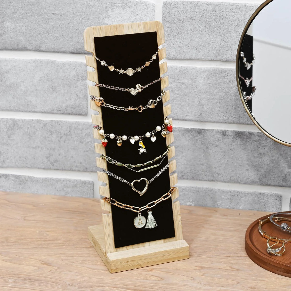 support bijoux bois naturel moderne clips colliers rangement portable anniversaire mariage cadeau domestique commercial