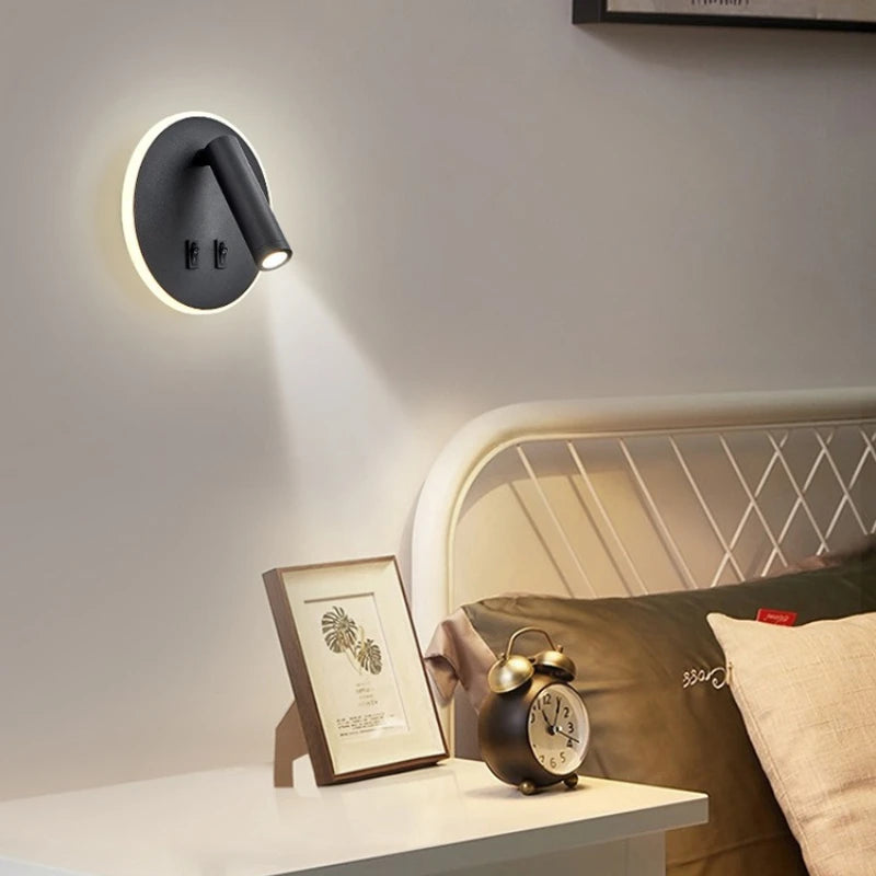 lampe murale moderne led noir blanc interrupteur port usb éclairage quotidien fixée mur ampoles