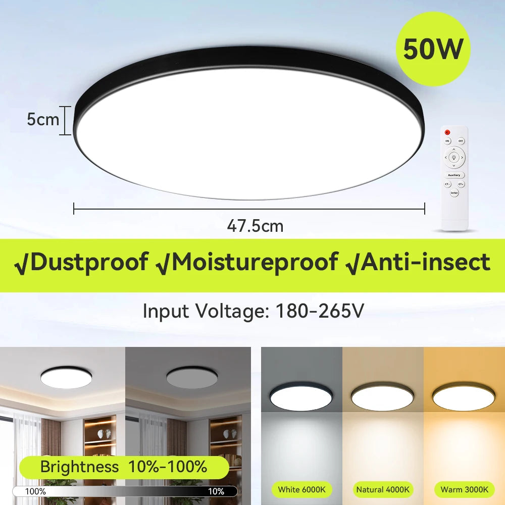 lampe led blanc moderne plaque montage inclusion télécommande trois couleurs changeantes