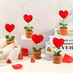 plante artificielle crochetée pot rouge feuilles vertes intérieur décoration mariage anniversaire