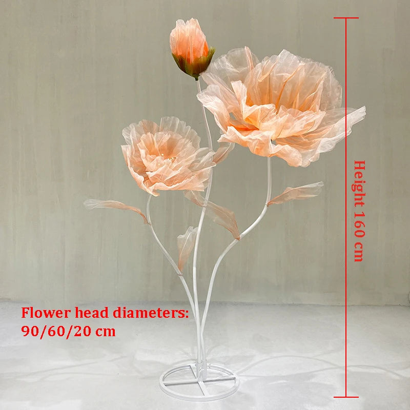 décoration mariage fleurs artificielles roses décoratives extérieur intérieur orange violet rose bleu semi transparents