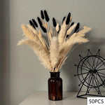 bouquet pampas séchés noir blanc décoration maison halloween anniversaire boho festive