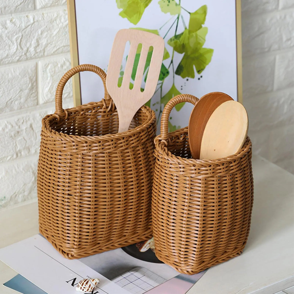 paniers tressés muraux réutilisables rangement suspendu rustique organisateur fruits légumes chambre cuisine