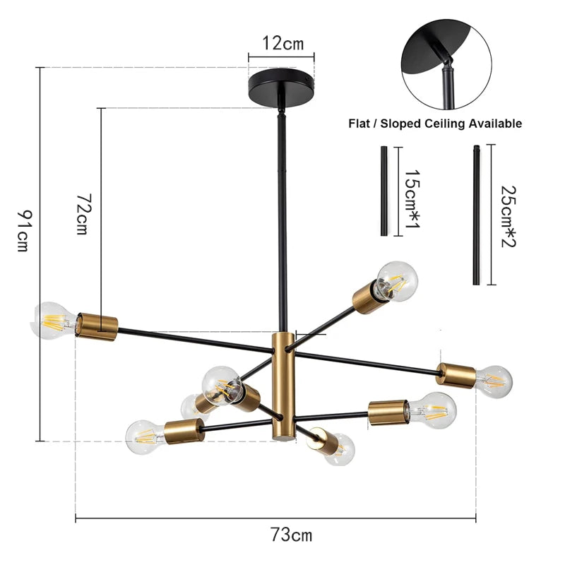 chandelier moderne globes blancs noir minimaliste led lumiereintérieur aluminium fixe
