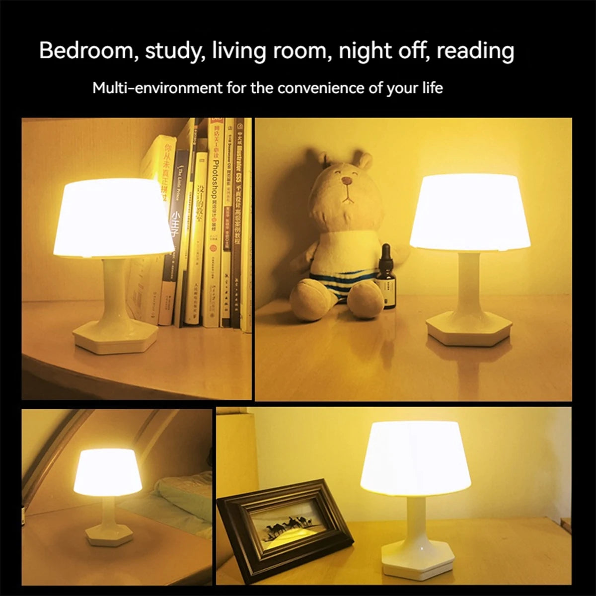 Lampe de chevet avec interrupteur deux couleurs en gros plan