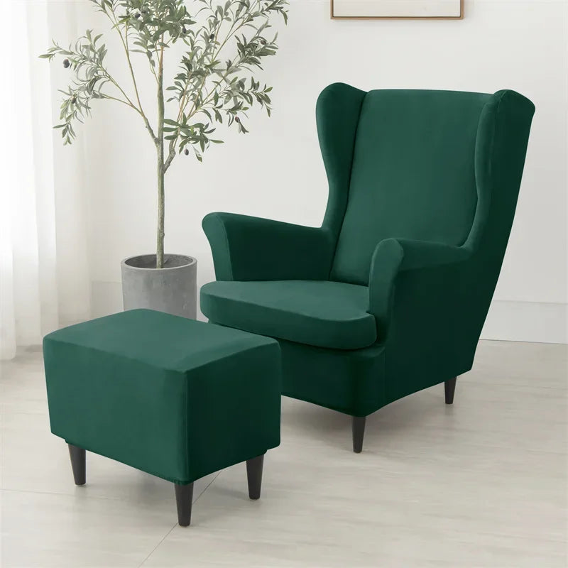 housse fauteuil oreilles velours extensible repose pied salon salon chambre