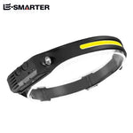 lampe frontale led rechargeable capteur sauna mode ajustable ceinture noir jaune blanc