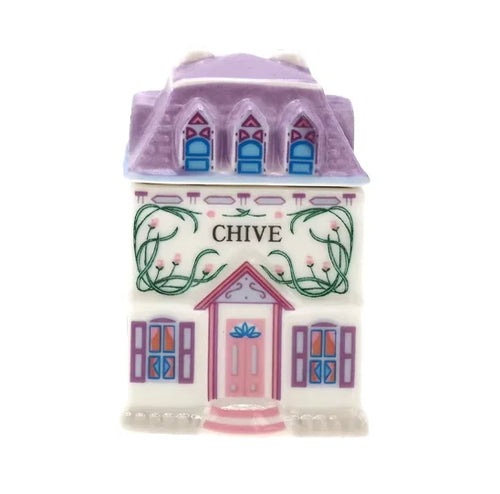 petit pot épices céramique décoratif motif floral lettres relief maison miniature