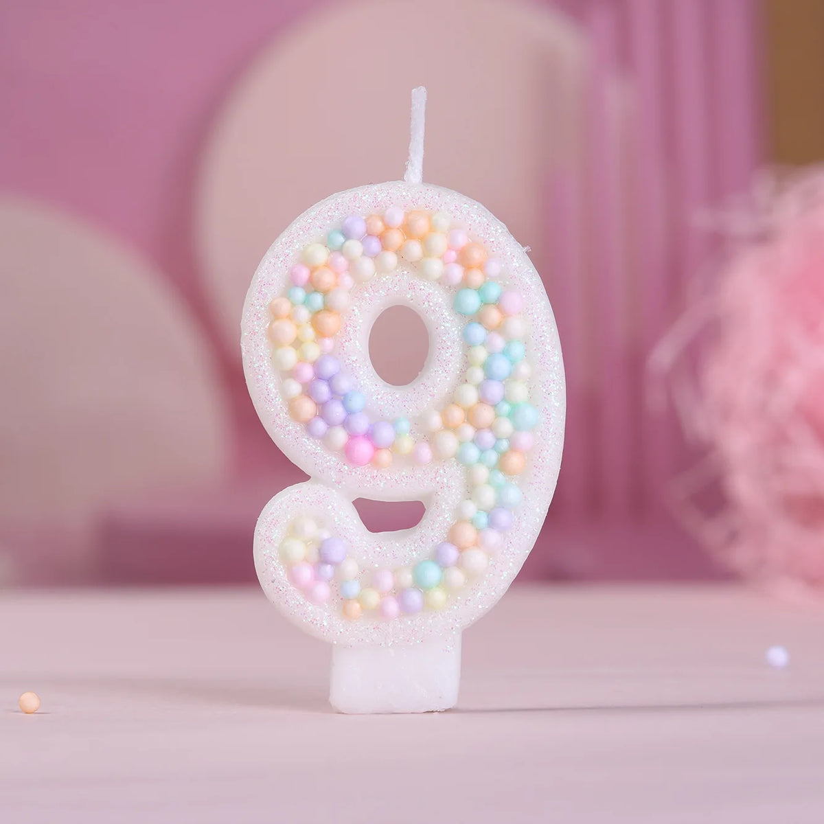 bougies chiffres anniversaire blanc pastel brillantes décoration festive box rangement