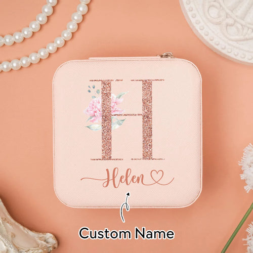 boîte bijoux rose floral fermeture glissière pochette rangement cadeau mariage demoiselle d'honneur élégante