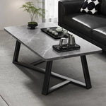 table basse moderne marbre blanc rectangle pieds métal assemblage facile salon 60cm 120cm
