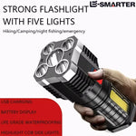 lampe torche noire rechargeable moderne relief modes éclairage affichage batterie contrôle tactile campingextérieur