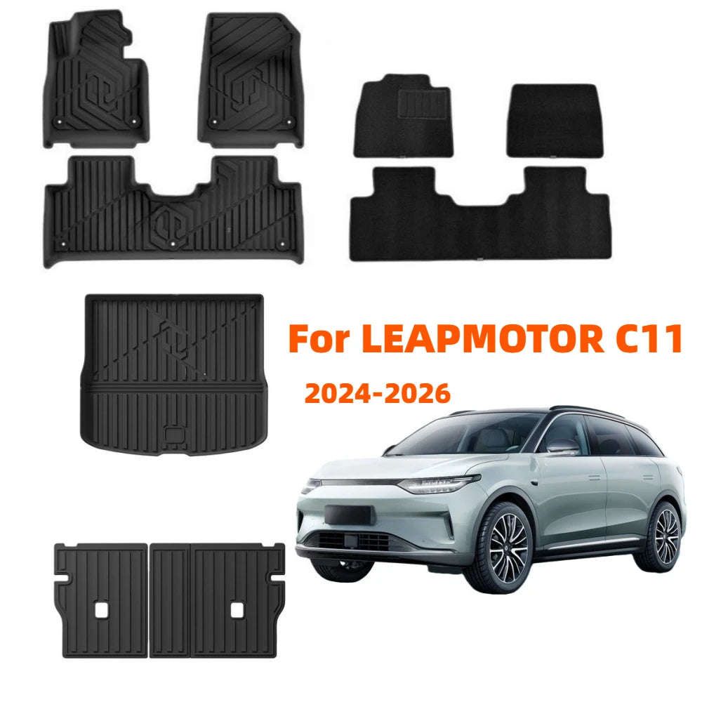 tapis sol voiture noir rayures modernes antidérapants imperméables fixations leapmotor c11