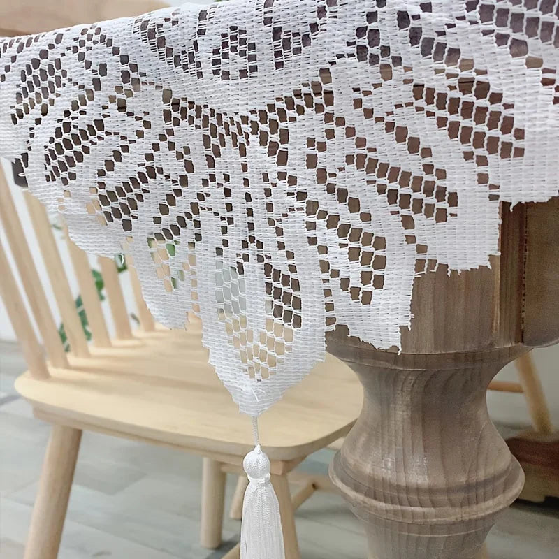 nappe dentelle motif floral transparent vintage rustique table noël