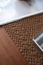 serviette table marron clair tissée motifs géométriques simple moderne rustique coton polyester maison cuisine